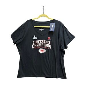 Womens 3XL Kansas City Chiefs‎ Super Bowl LIV Conference Champions T-Shirt Black